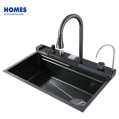 Nano 304 Stainless Steel Waterfall Sink Workstation Kitchen with Multifunctional 
